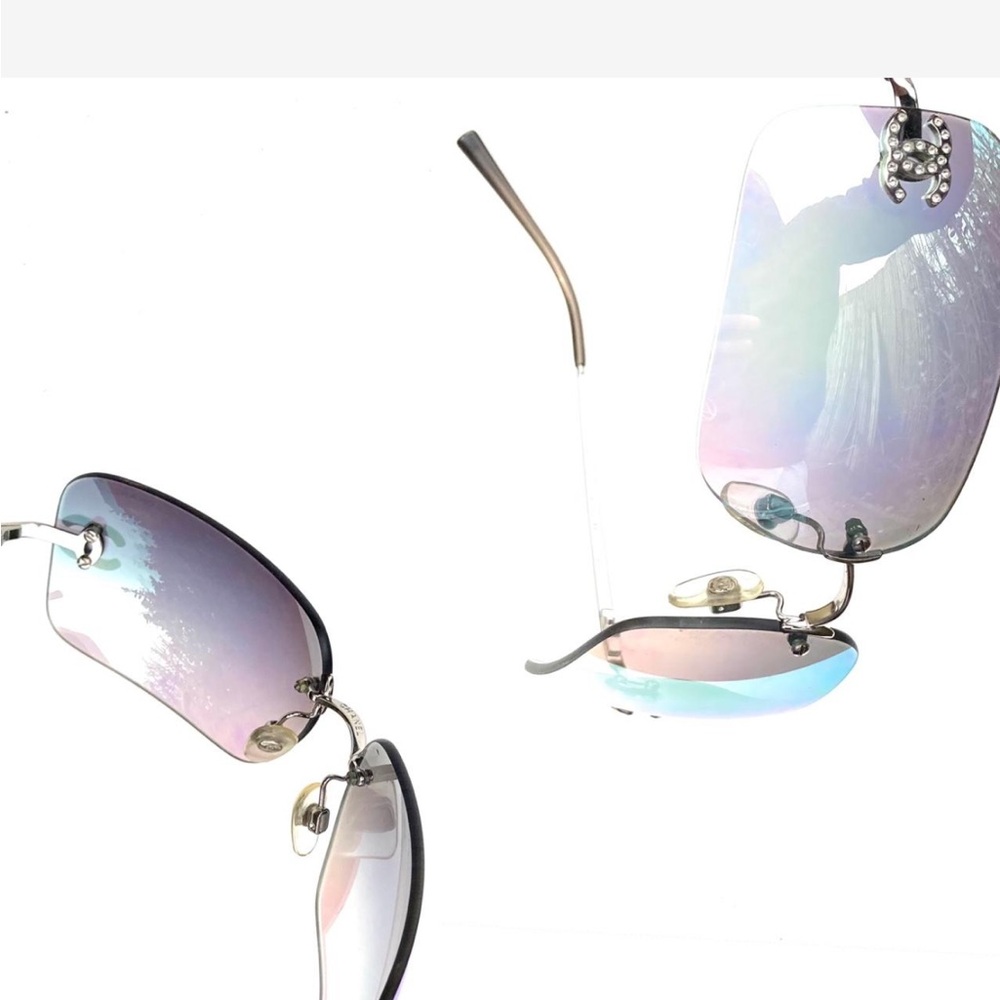 💯 AUTH | CHANEL 4017-D | ULTRA-RARE IRIDESCENT | RIMLESS DIAMOND CC SUNGLASSES - Picture 11 of 16